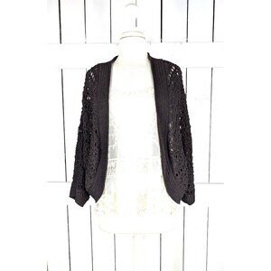 Dana Buchman brown crochet knit shrug cropped cardigan sweater